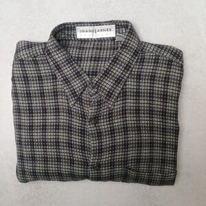 Jhane Barnes Shirt Mens XL Multicolor Plaid Button-Up Relaxed Cotton Casual Work